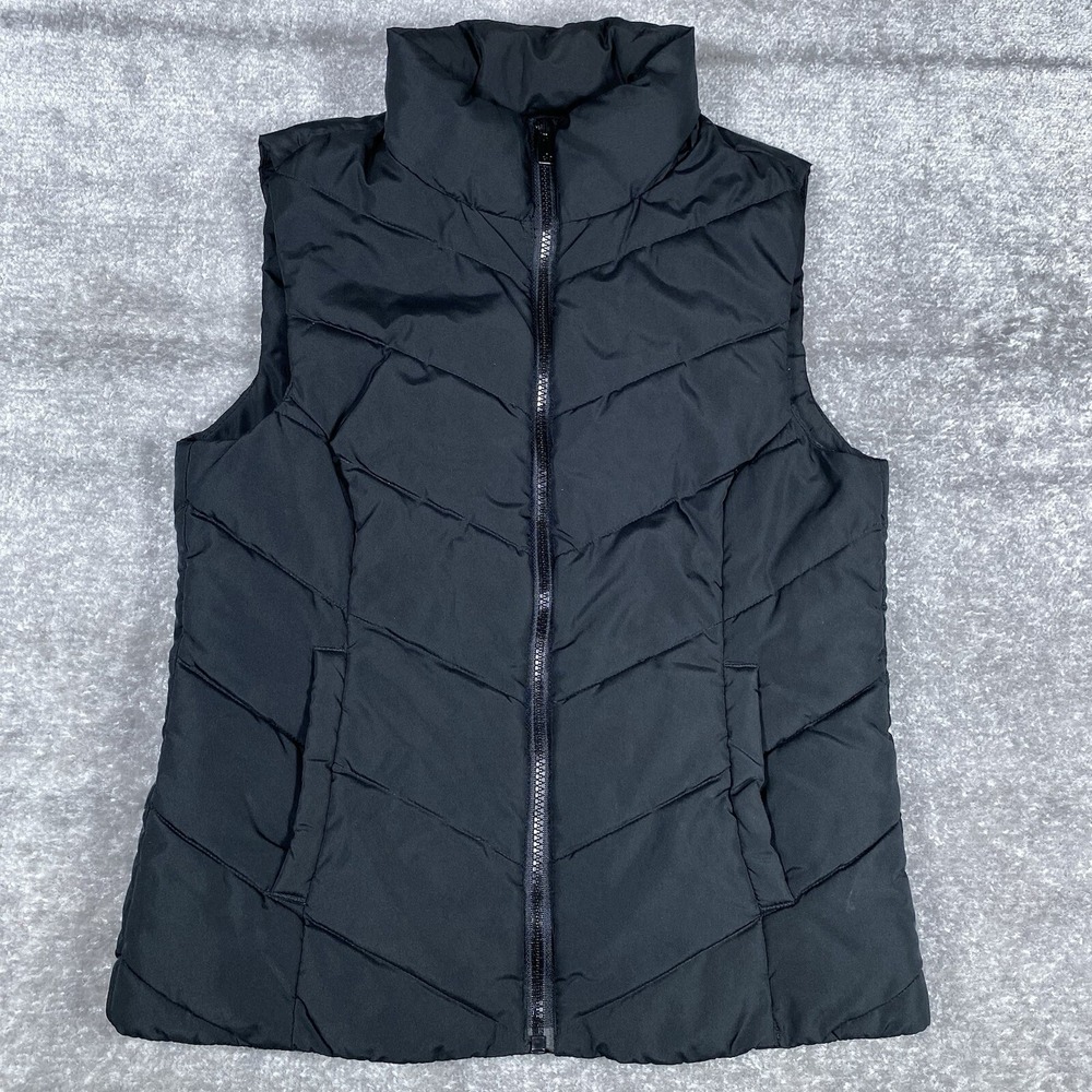 COLE HAAN Vest Womens XS Black Signature Stand Collar Quilted Puffer Insulated